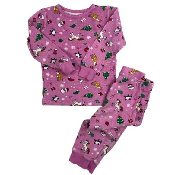George 2 Piece Pink Holiday-Themed Pajamas size 2T - Picture 7 of 10
